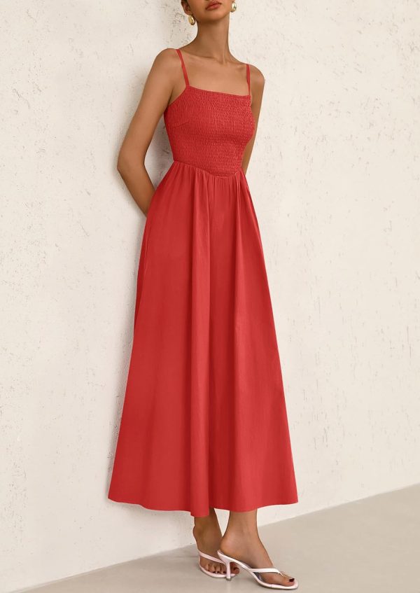 PRETTYGARDEN Women's Smocked Maxi Dresses 2025 Summer Beach Sundress Casual Spaghetti Strap Swing A Line Long Flowy Dress - Image 9