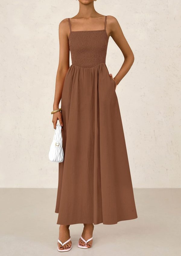 PRETTYGARDEN Women's Smocked Maxi Dresses 2025 Summer Beach Sundress Casual Spaghetti Strap Swing A Line Long Flowy Dress - Image 12