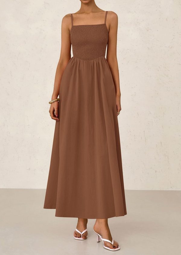 PRETTYGARDEN Women's Smocked Maxi Dresses 2025 Summer Beach Sundress Casual Spaghetti Strap Swing A Line Long Flowy Dress - Image 13