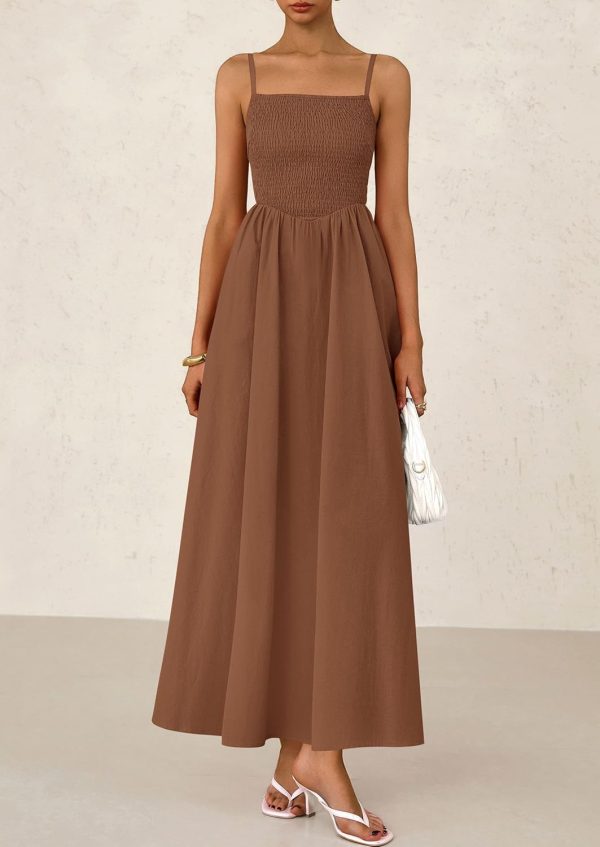 PRETTYGARDEN Women's Smocked Maxi Dresses 2025 Summer Beach Sundress Casual Spaghetti Strap Swing A Line Long Flowy Dress - Image 15