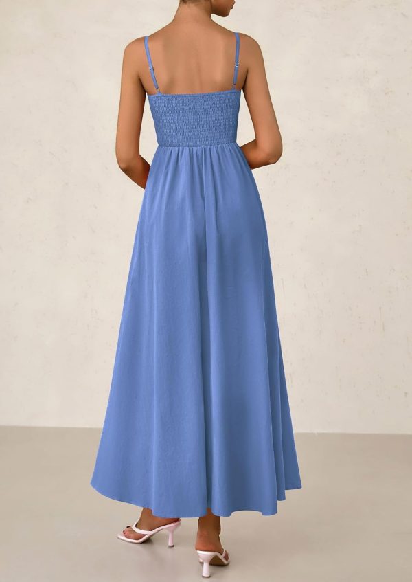 PRETTYGARDEN Women's Smocked Maxi Dresses 2025 Summer Beach Sundress Casual Spaghetti Strap Swing A Line Long Flowy Dress - Image 19