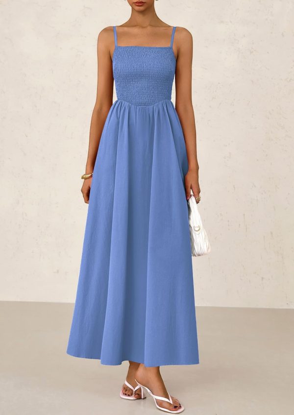 PRETTYGARDEN Women's Smocked Maxi Dresses 2025 Summer Beach Sundress Casual Spaghetti Strap Swing A Line Long Flowy Dress - Image 20