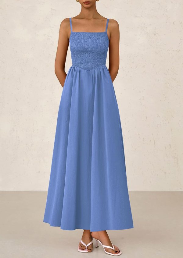 PRETTYGARDEN Women's Smocked Maxi Dresses 2025 Summer Beach Sundress Casual Spaghetti Strap Swing A Line Long Flowy Dress - Image 21