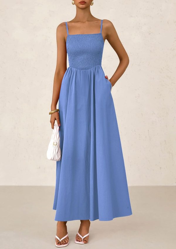PRETTYGARDEN Women's Smocked Maxi Dresses 2025 Summer Beach Sundress Casual Spaghetti Strap Swing A Line Long Flowy Dress - Image 22