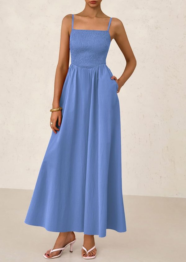 PRETTYGARDEN Women's Smocked Maxi Dresses 2025 Summer Beach Sundress Casual Spaghetti Strap Swing A Line Long Flowy Dress - Image 23