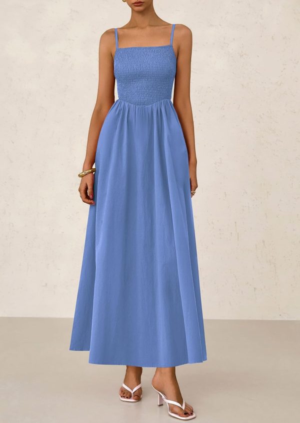 PRETTYGARDEN Women's Smocked Maxi Dresses 2025 Summer Beach Sundress Casual Spaghetti Strap Swing A Line Long Flowy Dress - Image 24