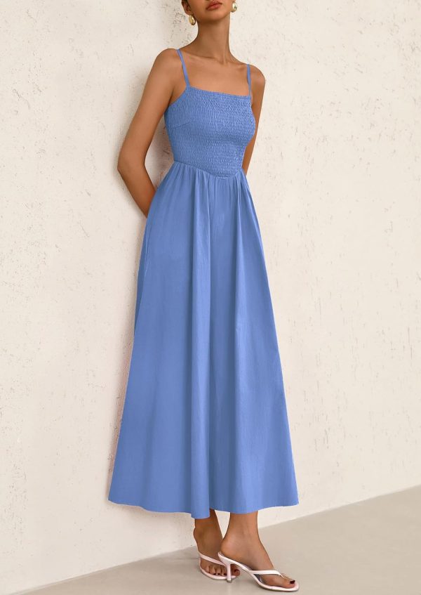 PRETTYGARDEN Women's Smocked Maxi Dresses 2025 Summer Beach Sundress Casual Spaghetti Strap Swing A Line Long Flowy Dress - Image 25