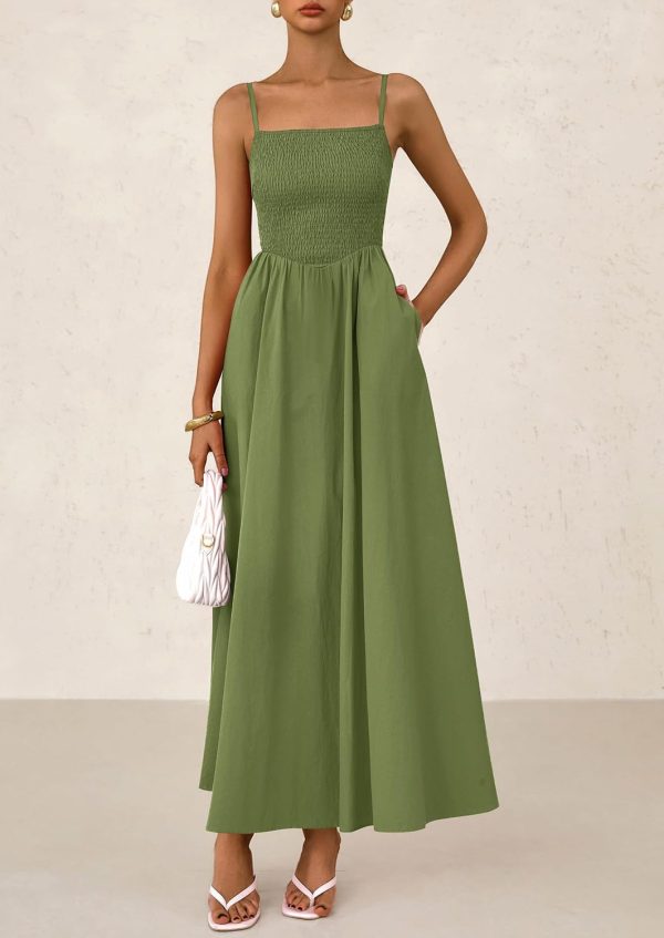 PRETTYGARDEN Women's Smocked Maxi Dresses 2025 Summer Beach Sundress Casual Spaghetti Strap Swing A Line Long Flowy Dress - Image 30