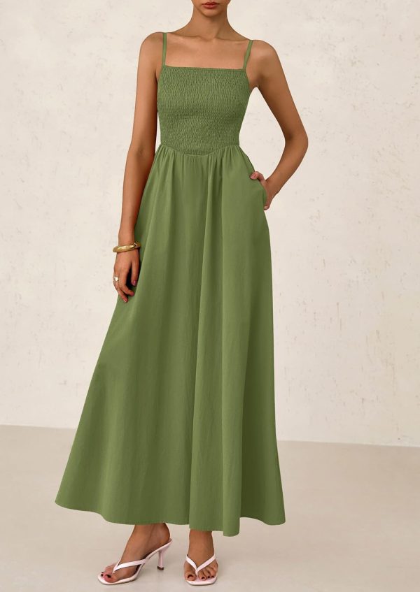PRETTYGARDEN Women's Smocked Maxi Dresses 2025 Summer Beach Sundress Casual Spaghetti Strap Swing A Line Long Flowy Dress - Image 31