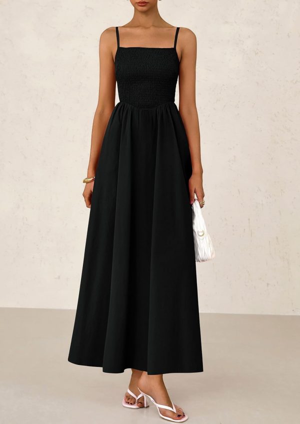PRETTYGARDEN Women's Smocked Maxi Dresses 2025 Summer Beach Sundress Casual Spaghetti Strap Swing A Line Long Flowy Dress - Image 36