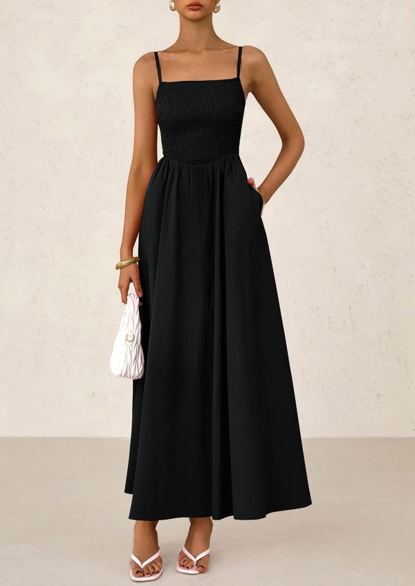 PRETTYGARDEN Women's Smocked Maxi Dresses 2025 Summer Beach Sundress Casual Spaghetti Strap Swing A Line Long Flowy Dress - Image 38