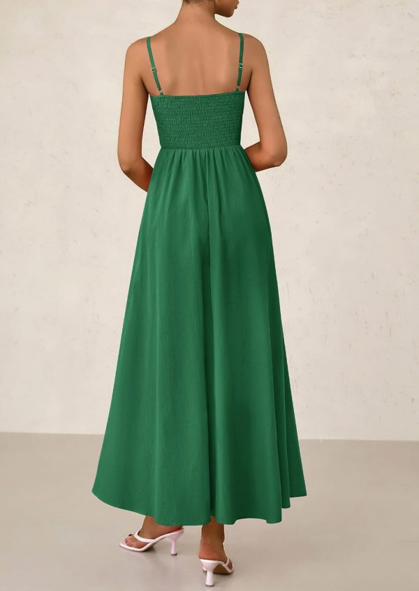 PRETTYGARDEN Women's Smocked Maxi Dresses 2025 Summer Beach Sundress Casual Spaghetti Strap Swing A Line Long Flowy Dress - Image 43