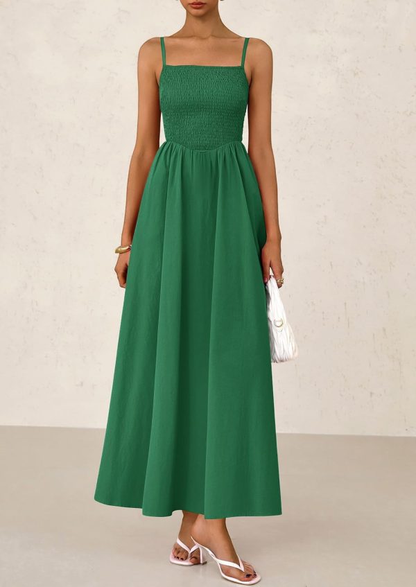 PRETTYGARDEN Women's Smocked Maxi Dresses 2025 Summer Beach Sundress Casual Spaghetti Strap Swing A Line Long Flowy Dress - Image 44