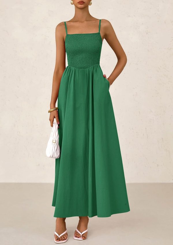 PRETTYGARDEN Women's Smocked Maxi Dresses 2025 Summer Beach Sundress Casual Spaghetti Strap Swing A Line Long Flowy Dress - Image 46
