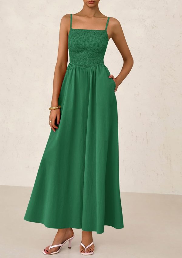 PRETTYGARDEN Women's Smocked Maxi Dresses 2025 Summer Beach Sundress Casual Spaghetti Strap Swing A Line Long Flowy Dress - Image 47