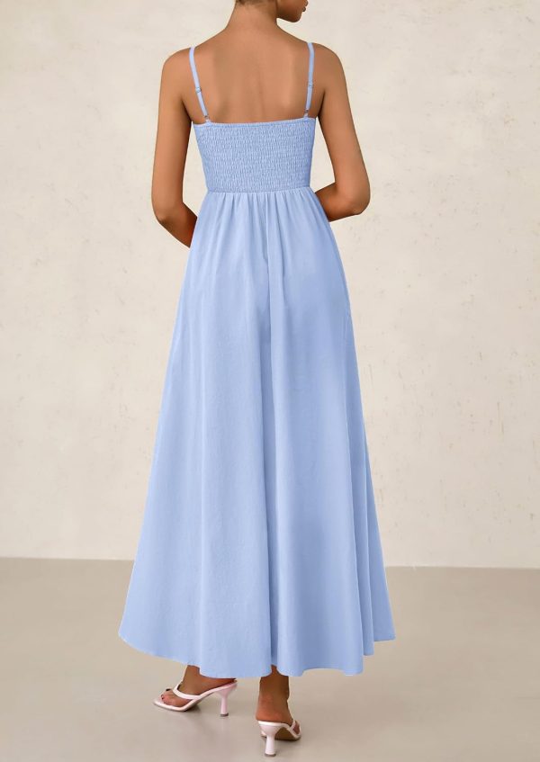 PRETTYGARDEN Women's Smocked Maxi Dresses 2025 Summer Beach Sundress Casual Spaghetti Strap Swing A Line Long Flowy Dress - Image 51