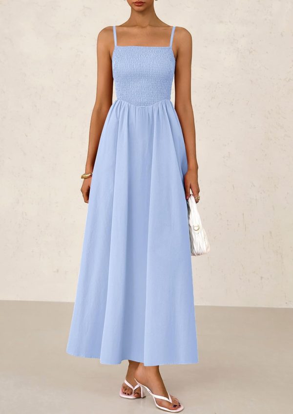 PRETTYGARDEN Women's Smocked Maxi Dresses 2025 Summer Beach Sundress Casual Spaghetti Strap Swing A Line Long Flowy Dress - Image 52