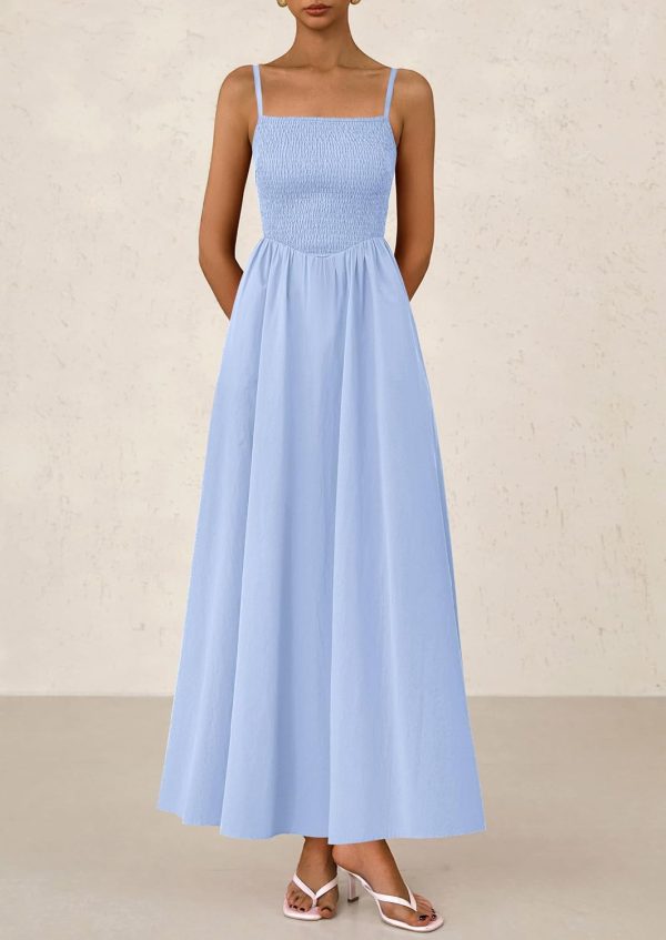 PRETTYGARDEN Women's Smocked Maxi Dresses 2025 Summer Beach Sundress Casual Spaghetti Strap Swing A Line Long Flowy Dress - Image 53