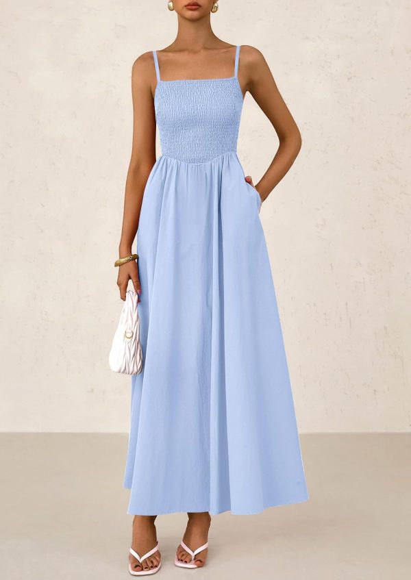 PRETTYGARDEN Women's Smocked Maxi Dresses 2025 Summer Beach Sundress Casual Spaghetti Strap Swing A Line Long Flowy Dress - Image 54