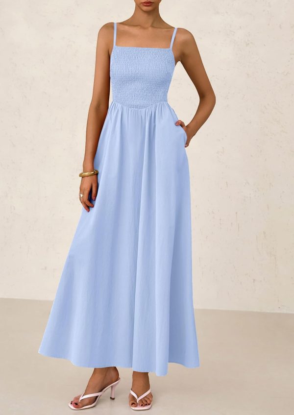 PRETTYGARDEN Women's Smocked Maxi Dresses 2025 Summer Beach Sundress Casual Spaghetti Strap Swing A Line Long Flowy Dress - Image 55