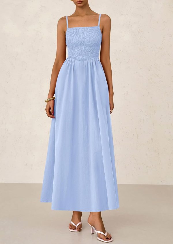 PRETTYGARDEN Women's Smocked Maxi Dresses 2025 Summer Beach Sundress Casual Spaghetti Strap Swing A Line Long Flowy Dress - Image 56