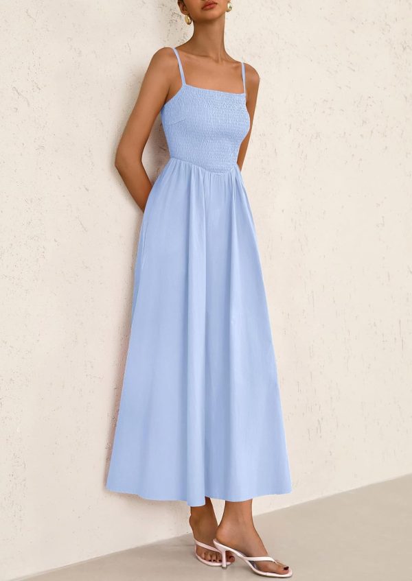 PRETTYGARDEN Women's Smocked Maxi Dresses 2025 Summer Beach Sundress Casual Spaghetti Strap Swing A Line Long Flowy Dress - Image 57