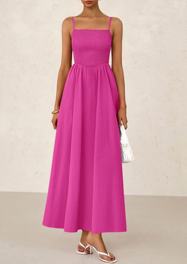 PRETTYGARDEN Women's Smocked Maxi Dresses 2025 Summer Beach Sundress Casual Spaghetti Strap Swing A Line Long Flowy Dress - Image 60