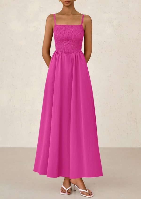 PRETTYGARDEN Women's Smocked Maxi Dresses 2025 Summer Beach Sundress Casual Spaghetti Strap Swing A Line Long Flowy Dress - Image 61