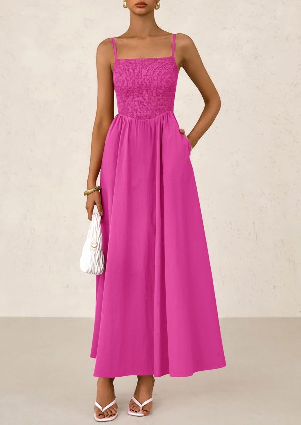 PRETTYGARDEN Women's Smocked Maxi Dresses 2025 Summer Beach Sundress Casual Spaghetti Strap Swing A Line Long Flowy Dress - Image 62
