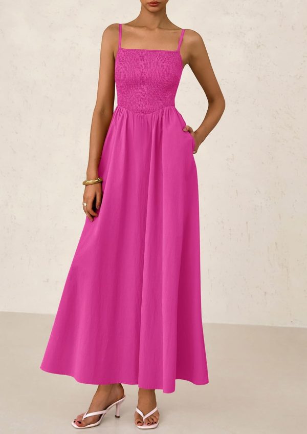 PRETTYGARDEN Women's Smocked Maxi Dresses 2025 Summer Beach Sundress Casual Spaghetti Strap Swing A Line Long Flowy Dress - Image 63