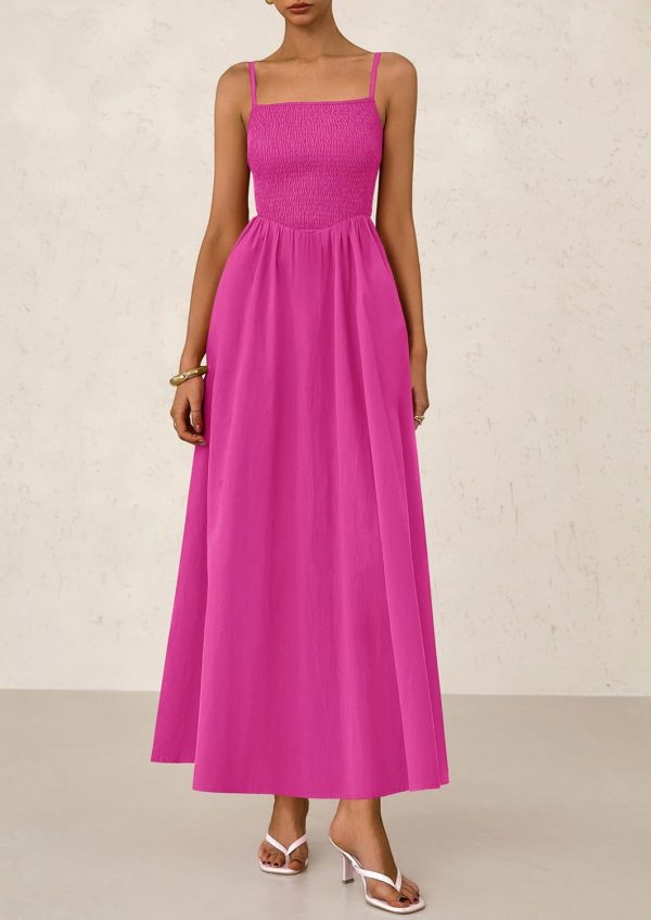 PRETTYGARDEN Women's Smocked Maxi Dresses 2025 Summer Beach Sundress Casual Spaghetti Strap Swing A Line Long Flowy Dress - Image 64