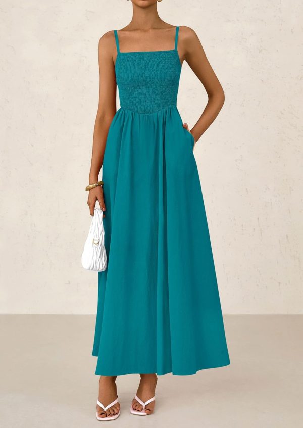 PRETTYGARDEN Women's Smocked Maxi Dresses 2025 Summer Beach Sundress Casual Spaghetti Strap Swing A Line Long Flowy Dress - Image 68