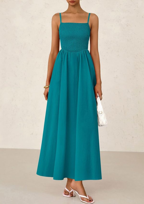 PRETTYGARDEN Women's Smocked Maxi Dresses 2025 Summer Beach Sundress Casual Spaghetti Strap Swing A Line Long Flowy Dress - Image 71