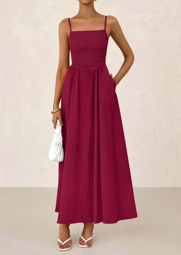 PRETTYGARDEN Women's Smocked Maxi Dresses 2025 Summer Beach Sundress Casual Spaghetti Strap Swing A Line Long Flowy Dress - Image 76