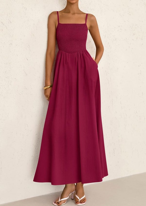 PRETTYGARDEN Women's Smocked Maxi Dresses 2025 Summer Beach Sundress Casual Spaghetti Strap Swing A Line Long Flowy Dress - Image 78