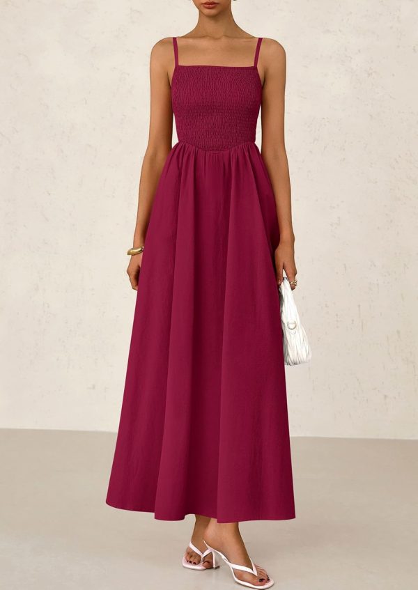 PRETTYGARDEN Women's Smocked Maxi Dresses 2025 Summer Beach Sundress Casual Spaghetti Strap Swing A Line Long Flowy Dress - Image 79