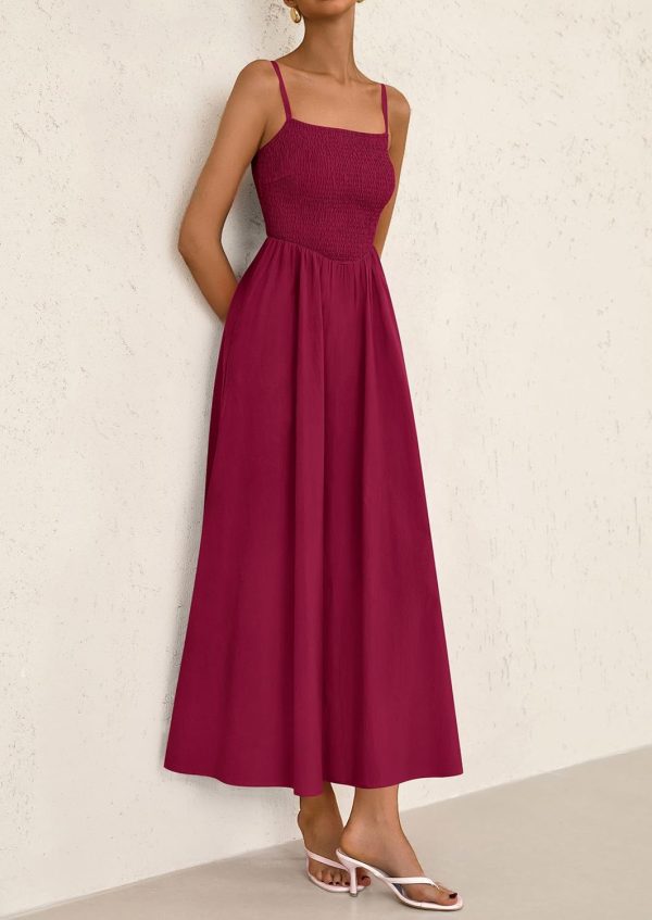 PRETTYGARDEN Women's Smocked Maxi Dresses 2025 Summer Beach Sundress Casual Spaghetti Strap Swing A Line Long Flowy Dress - Image 80