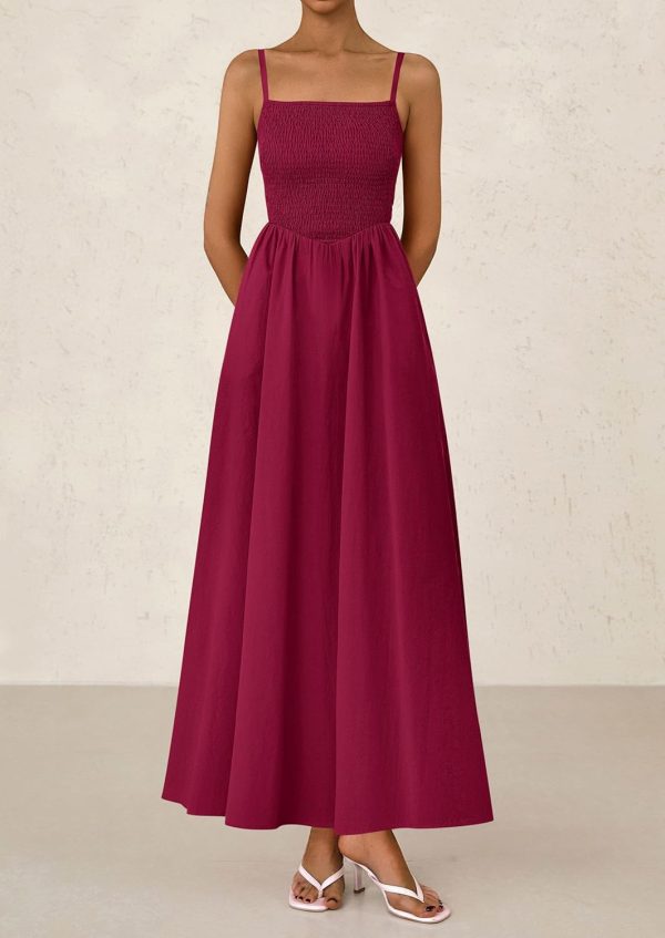 PRETTYGARDEN Women's Smocked Maxi Dresses 2025 Summer Beach Sundress Casual Spaghetti Strap Swing A Line Long Flowy Dress - Image 81