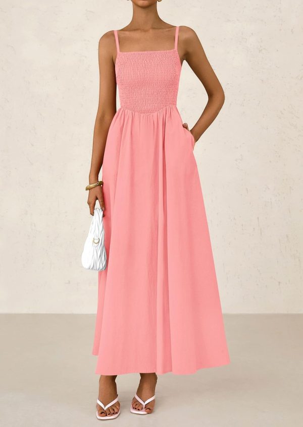 PRETTYGARDEN Women's Smocked Maxi Dresses 2025 Summer Beach Sundress Casual Spaghetti Strap Swing A Line Long Flowy Dress - Image 84