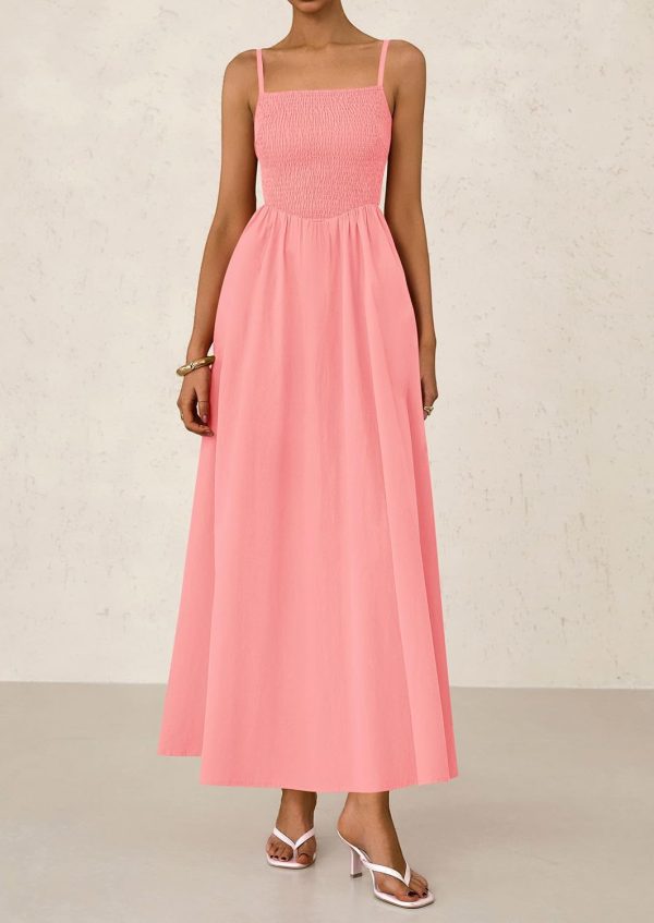 PRETTYGARDEN Women's Smocked Maxi Dresses 2025 Summer Beach Sundress Casual Spaghetti Strap Swing A Line Long Flowy Dress - Image 85