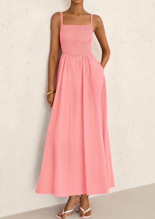PRETTYGARDEN Women's Smocked Maxi Dresses 2025 Summer Beach Sundress Casual Spaghetti Strap Swing A Line Long Flowy Dress - Image 86