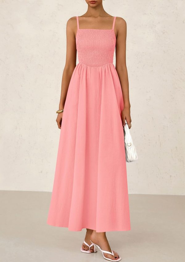 PRETTYGARDEN Women's Smocked Maxi Dresses 2025 Summer Beach Sundress Casual Spaghetti Strap Swing A Line Long Flowy Dress - Image 87