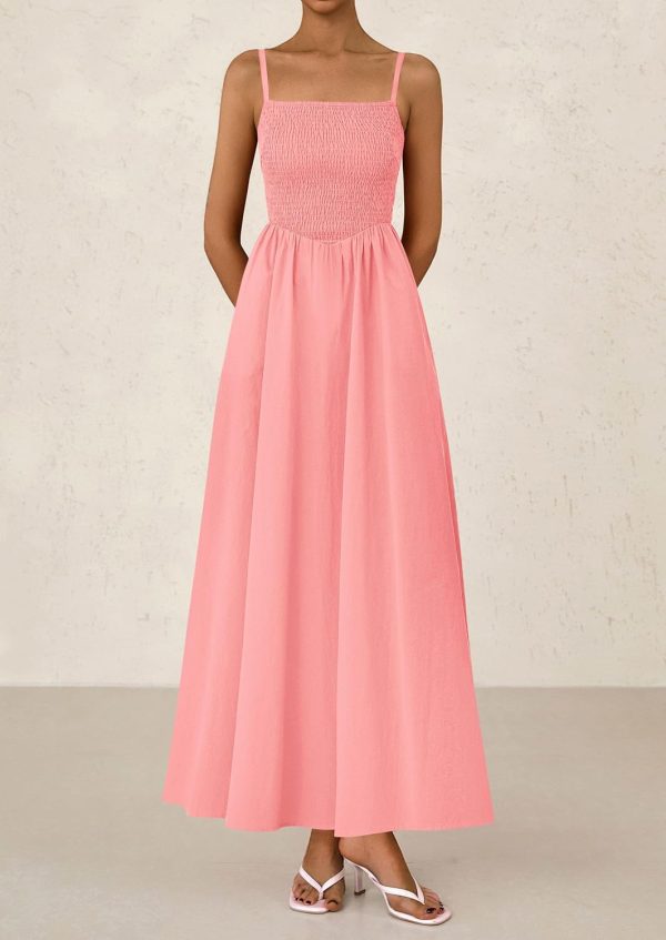 PRETTYGARDEN Women's Smocked Maxi Dresses 2025 Summer Beach Sundress Casual Spaghetti Strap Swing A Line Long Flowy Dress - Image 89