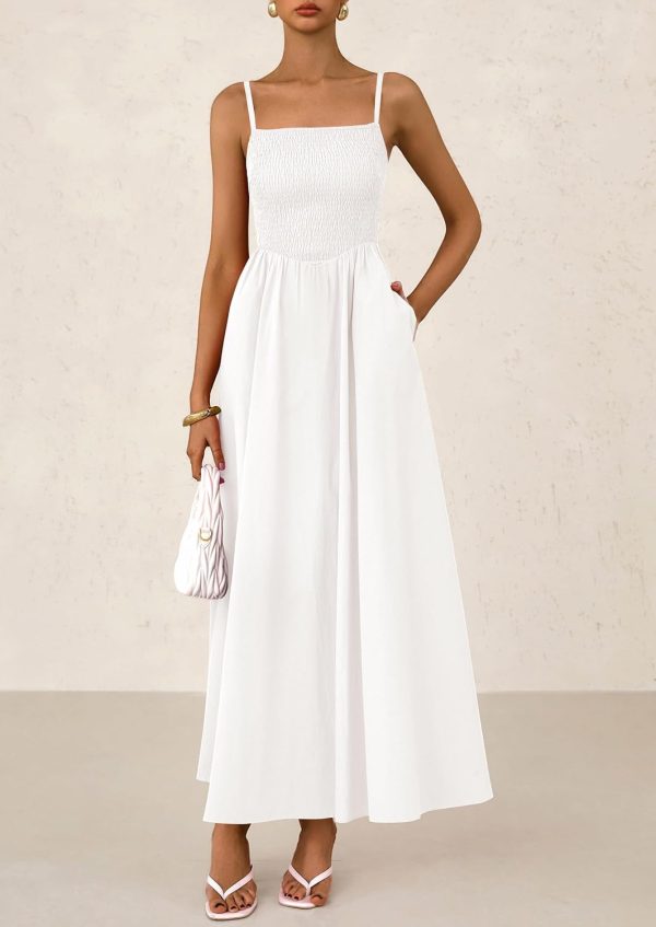 PRETTYGARDEN Women's Smocked Maxi Dresses 2025 Summer Beach Sundress Casual Spaghetti Strap Swing A Line Long Flowy Dress - Image 94