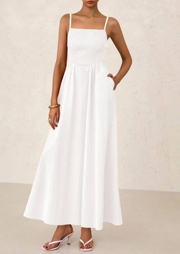 PRETTYGARDEN Women's Smocked Maxi Dresses 2025 Summer Beach Sundress Casual Spaghetti Strap Swing A Line Long Flowy Dress - Image 95