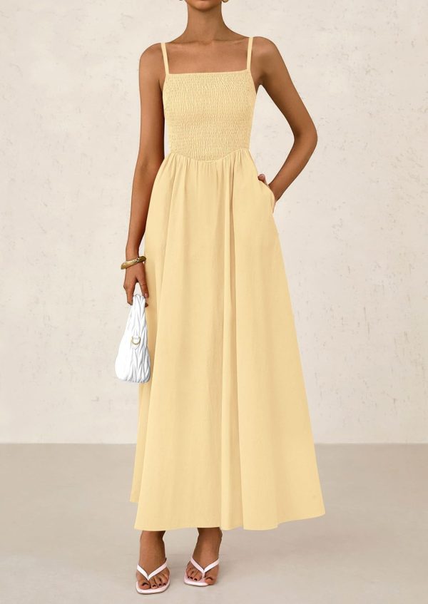PRETTYGARDEN Women's Smocked Maxi Dresses 2025 Summer Beach Sundress Casual Spaghetti Strap Swing A Line Long Flowy Dress - Image 100