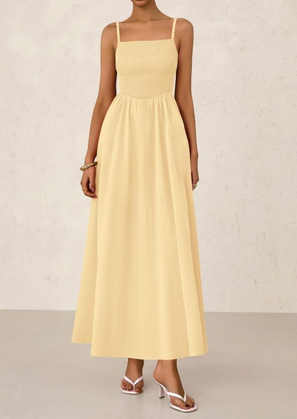 PRETTYGARDEN Women's Smocked Maxi Dresses 2025 Summer Beach Sundress Casual Spaghetti Strap Swing A Line Long Flowy Dress - Image 101
