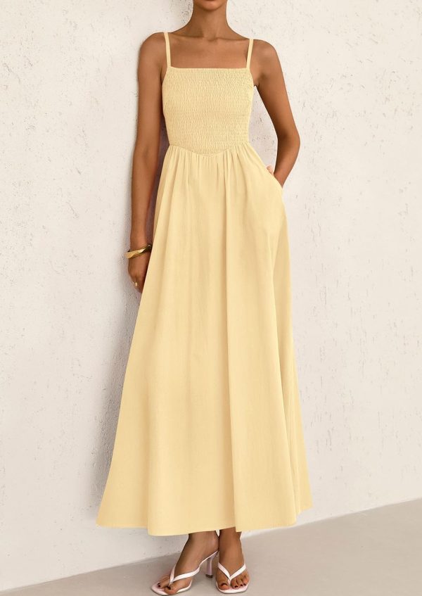 PRETTYGARDEN Women's Smocked Maxi Dresses 2025 Summer Beach Sundress Casual Spaghetti Strap Swing A Line Long Flowy Dress - Image 102