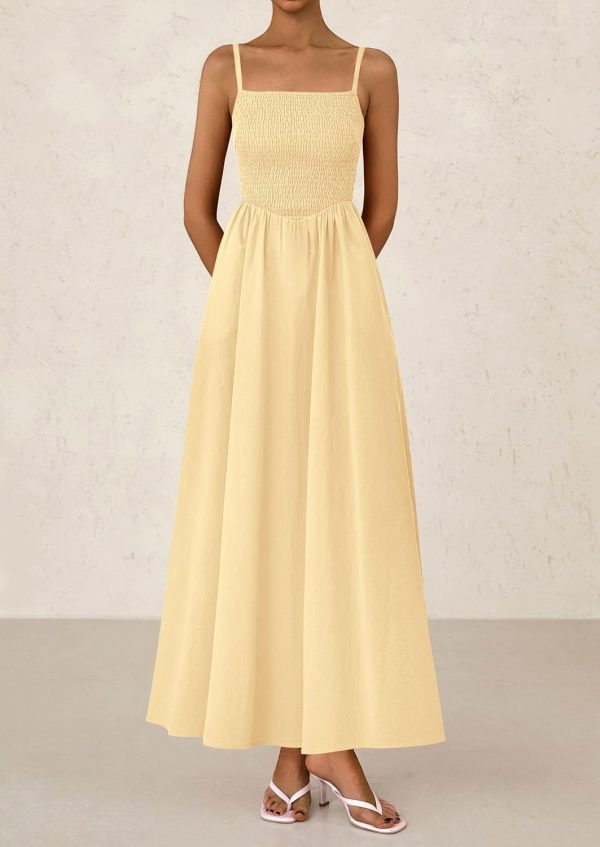 PRETTYGARDEN Women's Smocked Maxi Dresses 2025 Summer Beach Sundress Casual Spaghetti Strap Swing A Line Long Flowy Dress - Image 105