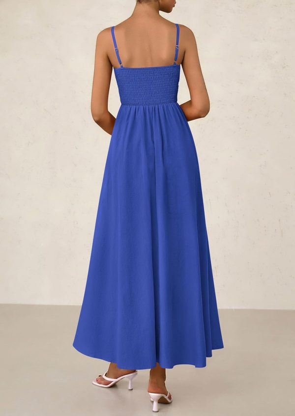 PRETTYGARDEN Women's Smocked Maxi Dresses 2025 Summer Beach Sundress Casual Spaghetti Strap Swing A Line Long Flowy Dress - Image 107